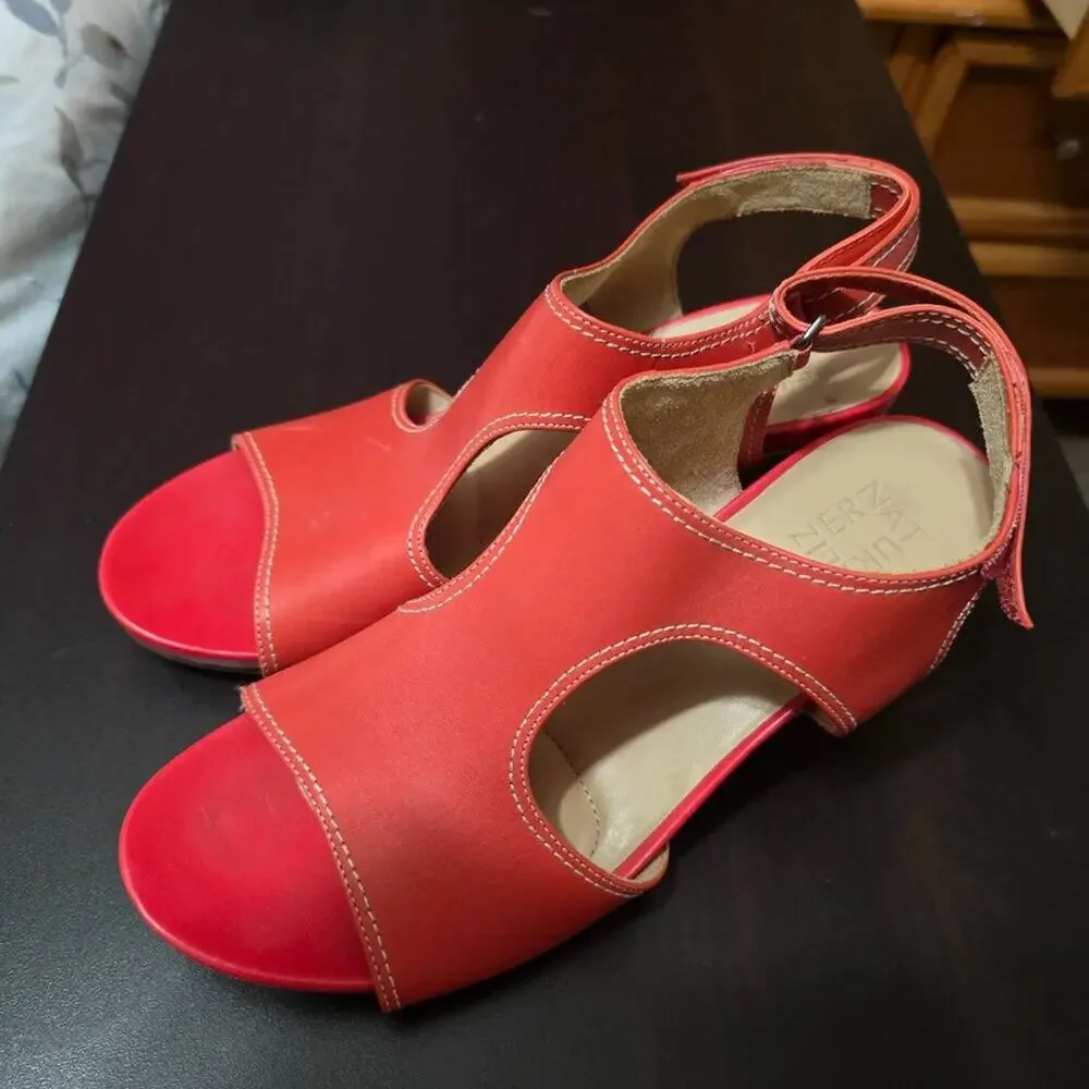 Naturalizer Cinda‎ Wedge Sandal Cork in Orange Papaya Taylor Swift Size 9.5